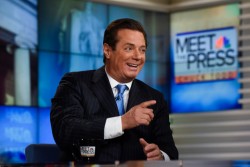 MEET THE PRESS -- Pictured: (l-r) Paul Manafort., Convention Manager, Trump Campaign, appears on "Meet the Press" in Washington, D.C., Sunday April 10, 2016. (Photo by: William B. Plowman/NBC/NBC NewsWire via Getty Images)