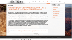 STATEMENT BY SASC CHAIRMAN JOHN McCAIN ON STATE OF THE REPUBLICAN PRESIDENTIAL PRIMARY CAMPAIGN Press Releases United States Senator John McCain