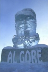 The Al Gore Ice Sculpture is melting, just like support for global warming