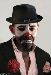 Unidentified member of the Congressional Black Circus on his way to the U.N. Racism Conference