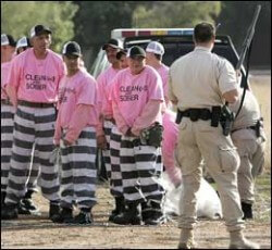 Maricopa County prisoners model the latest fashions from famed Italian designer Joe Arpaio.