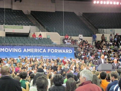 The President’s glass may be half full, but his arena is half empty