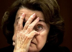 We'd hide our faces, too, if we were as corrupt as California Democrat Senator Dianne Feinstein