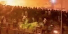 Freaky: Green ghost horseman rides over the crowds in Cairo