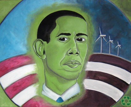 green with windmills