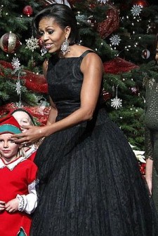 Michelle’s austerity program: First Lady wears second-hand dress to White House Christmas party