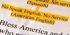 no english no service