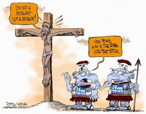 obama crucified cartoon