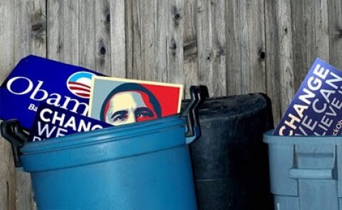 Barack Obama signs in trash