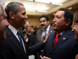 obama_chavez "Good work, mi amigo. How about if I take over the healthcare industry next and you take over the media."