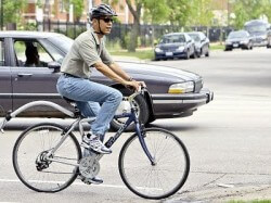 Mom jeans = nerd chic. The only thing missing is a little bell on the handlebars.