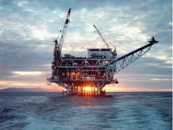 Holly Platform, two miles off the Santa Barbara coast, where one barrel (gasp) of oil spilled. Or seeped. Or something.