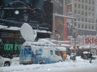 Weather Channel van experiencing global warming first hand in Times Square. Photo by Flickr's condour