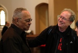 Those two veteran America haters, Reverend Jeremiah Wright and Bill Ayers enjoy each other's company at a weekend protest